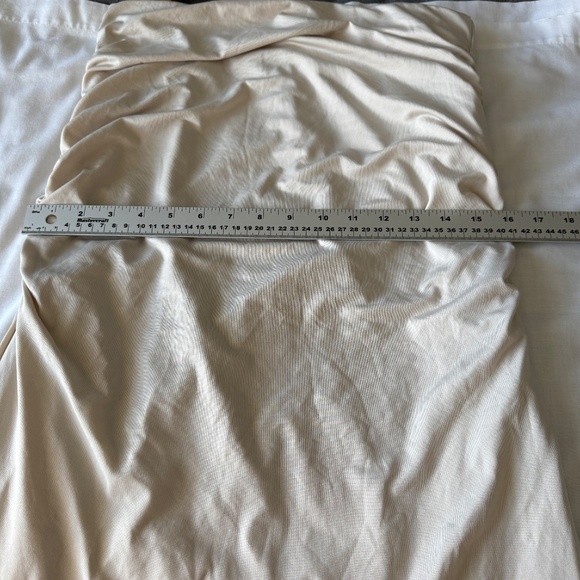 SWS Contour Strapless Tube Dress Beige/Cream Large Ruched Sides‎ Graduation Prom - Picture 11 of 16